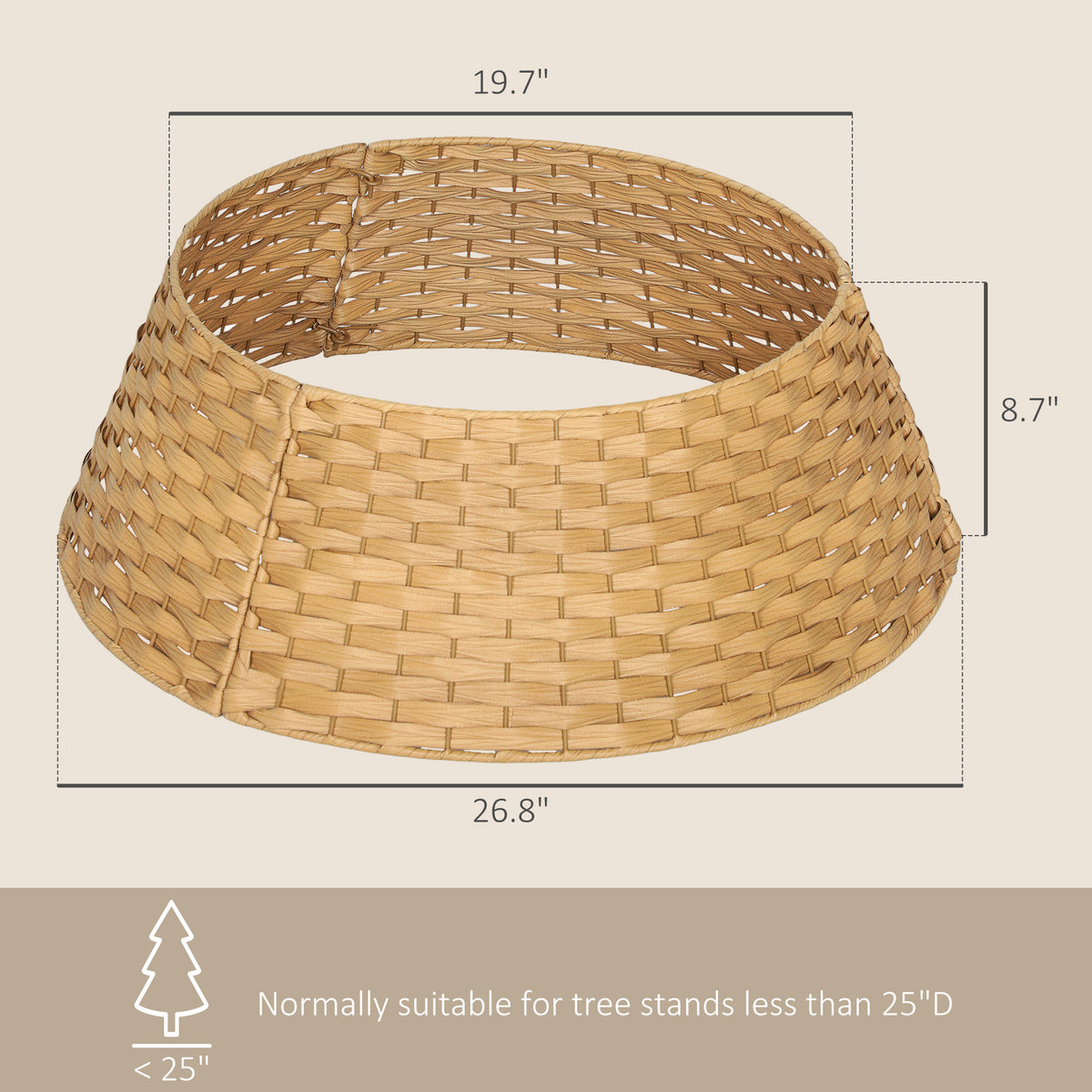 Woven rattan-look Christmas tree collar