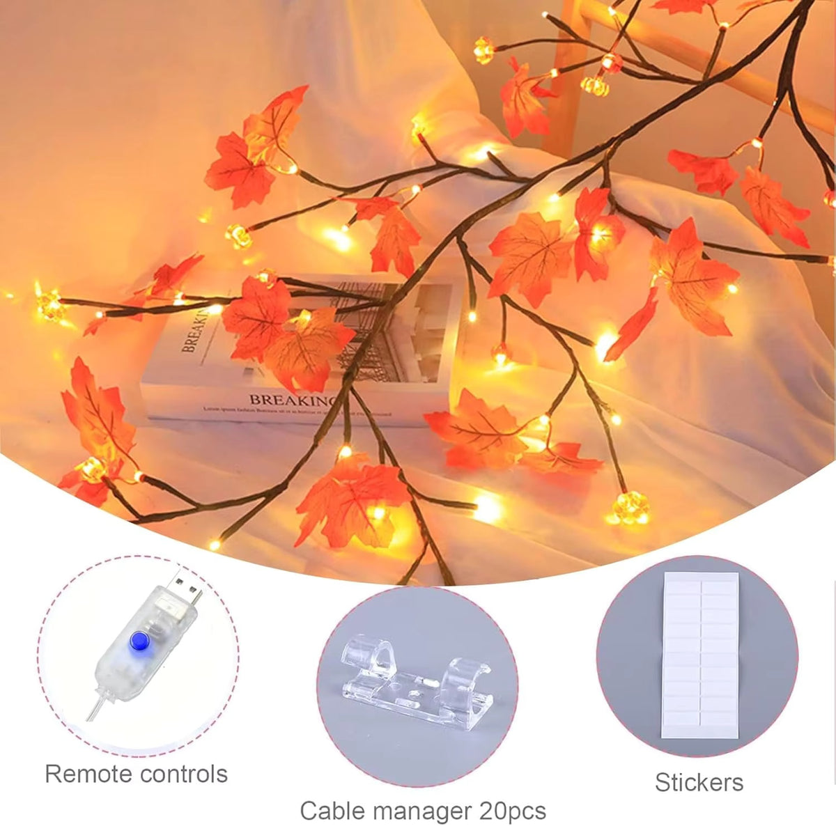 Maple leaf branch lights for fall decor