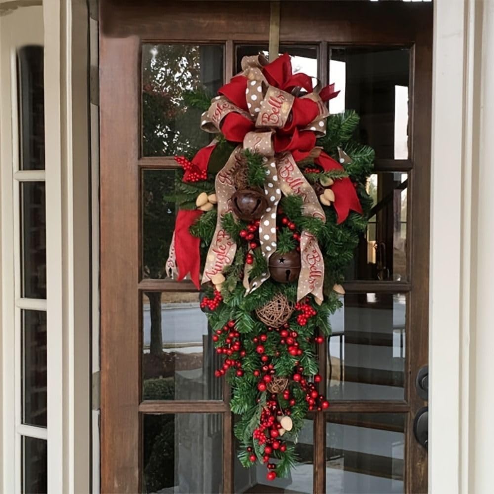 Candy cane Christmas teardrop wreath