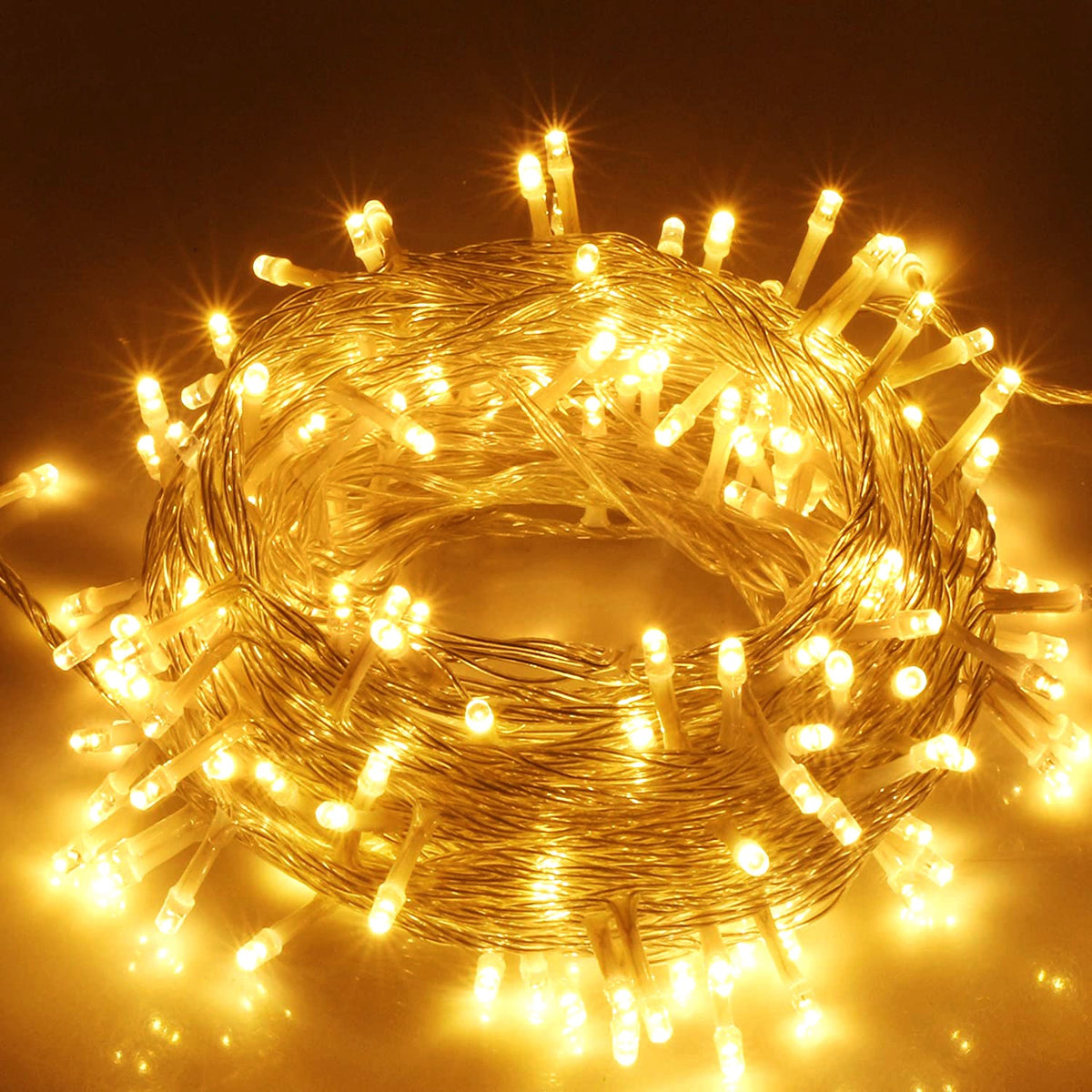 LED Curtain Lights – 300 Warm White LEDs, 9.8 ft, 8 Light Modes