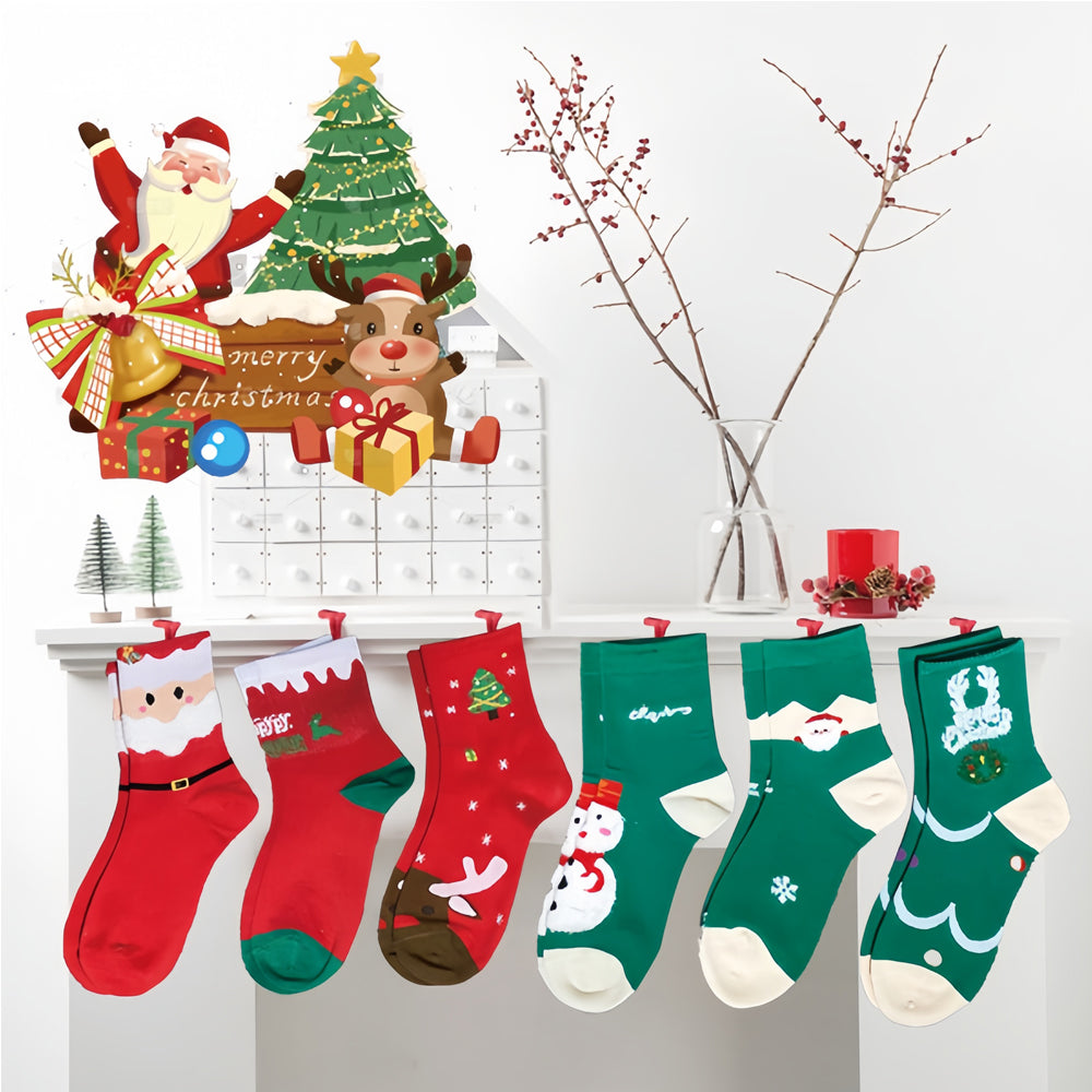 Plush Christmas Stockings, Set of 6 (18 in) with Gift Box