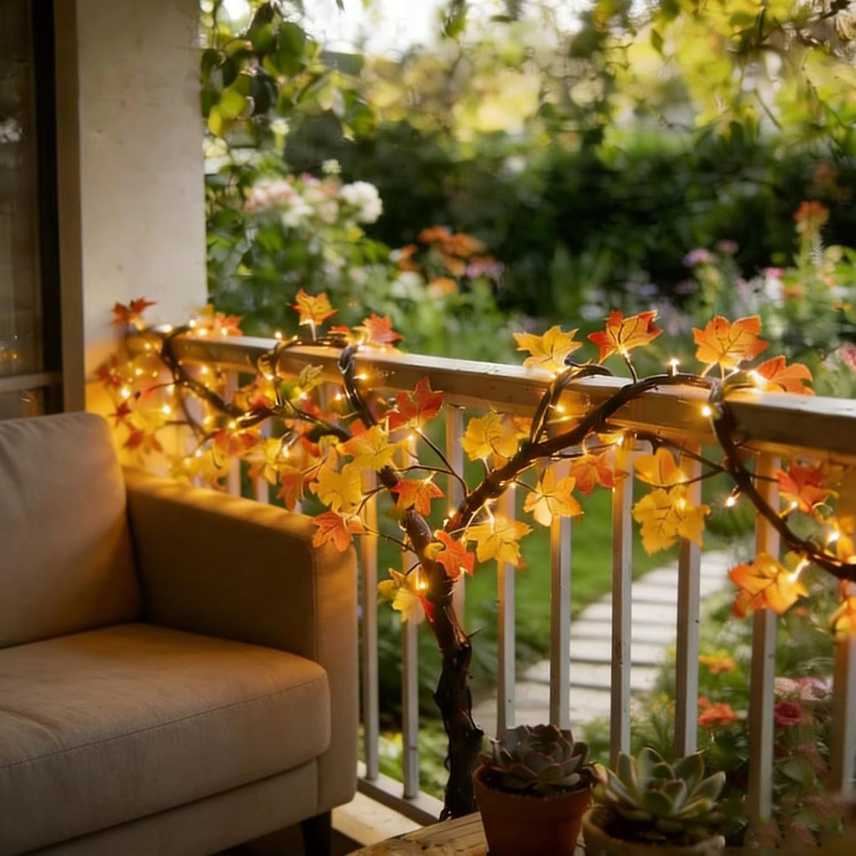 Maple leaf branch lights for fall decor
