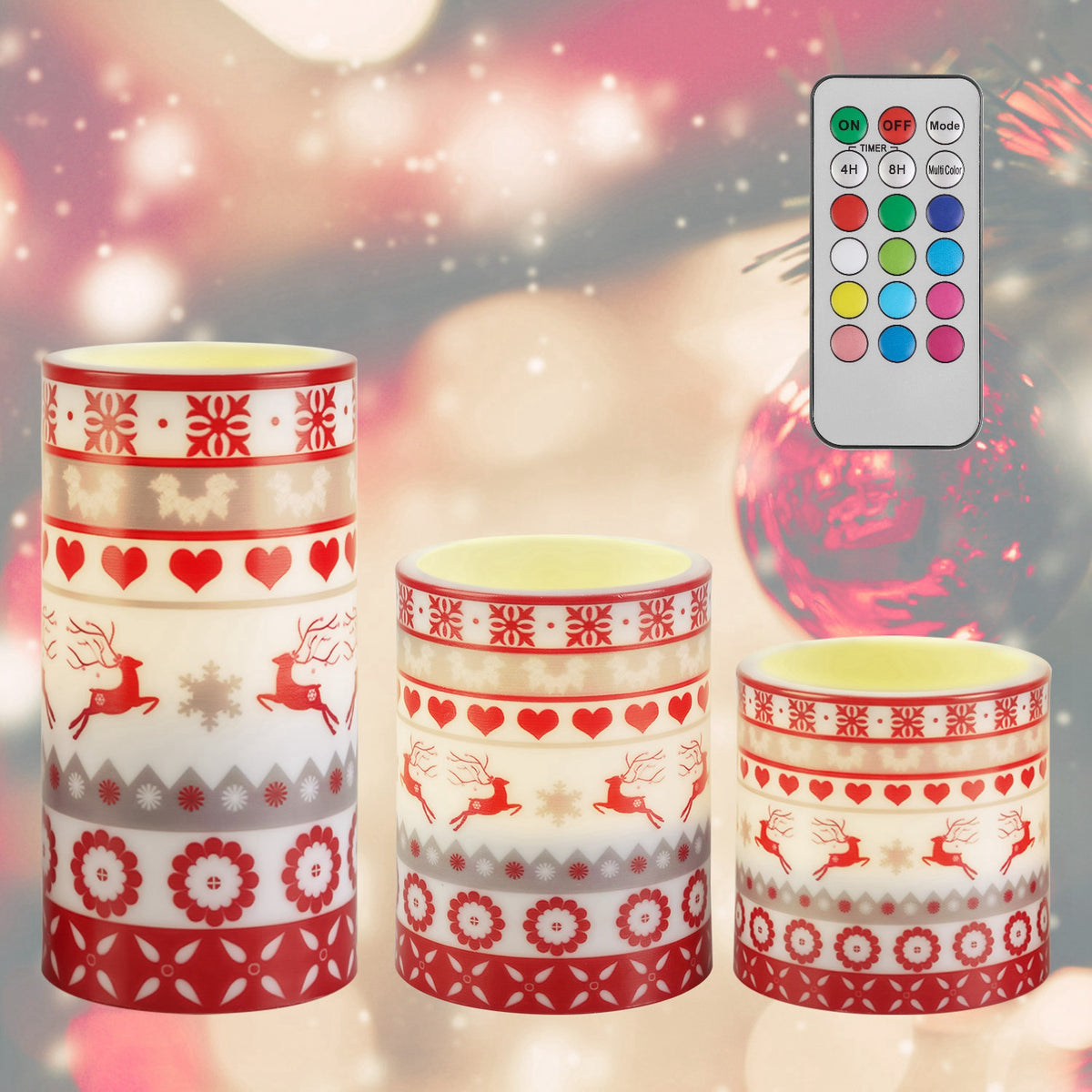 Flameless Christmas candles, set of 3