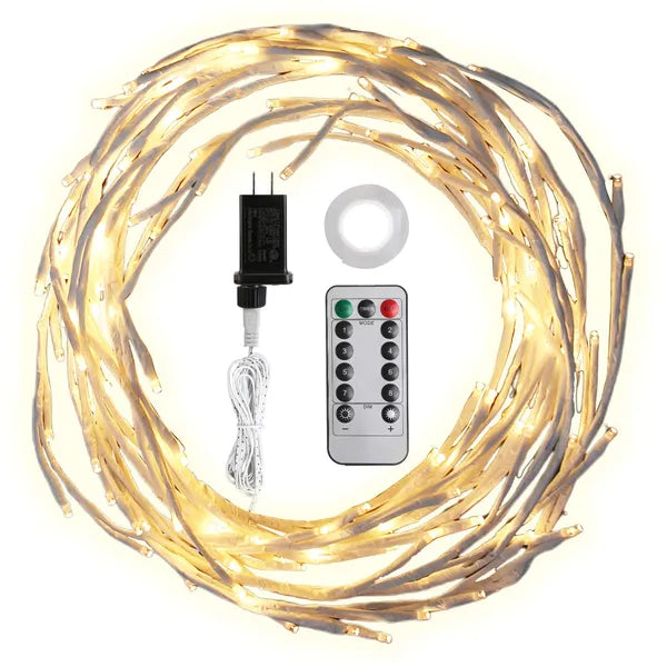Lighted birch garland with warm LEDs