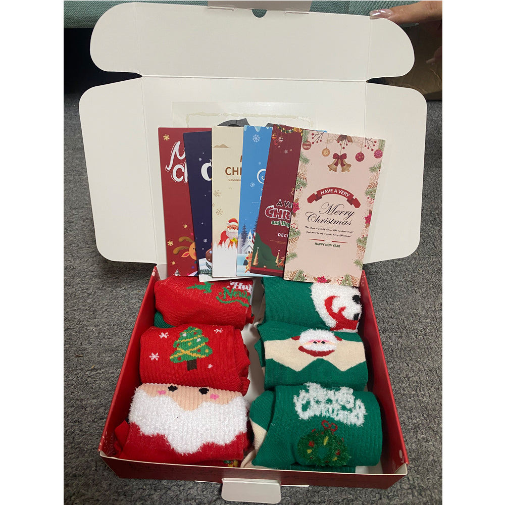 Plush Christmas Stockings, Set of 6 (18 in) with Gift Box