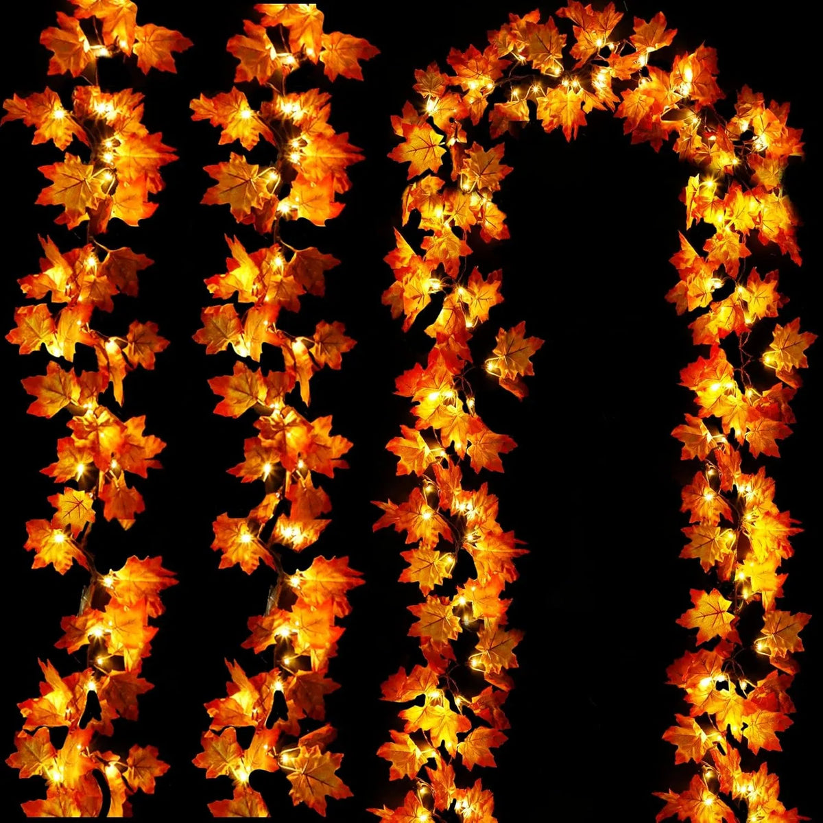 Maple leaf garland lights, 3-pack