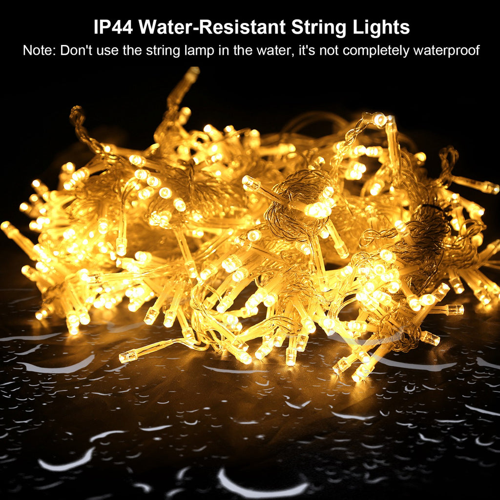 LED Curtain Lights – 300 Warm White LEDs, 9.8 ft, 8 Light Modes