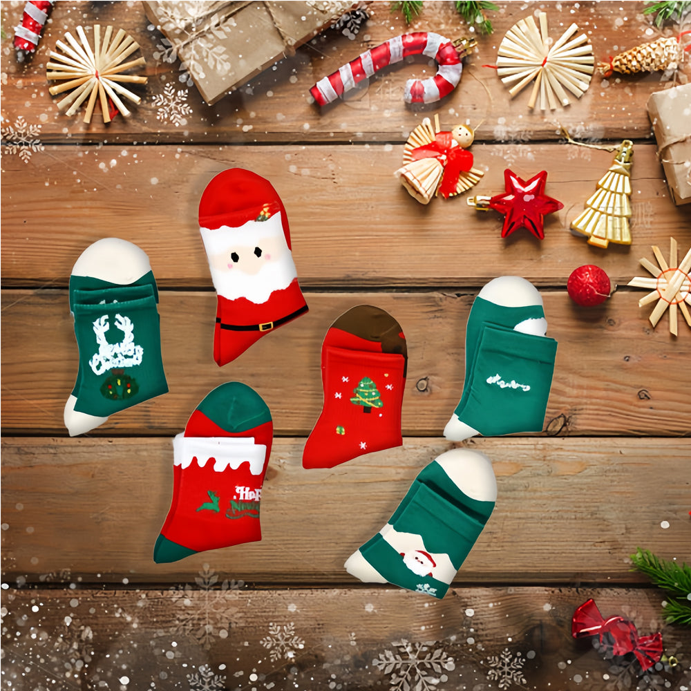 Plush Christmas Stockings, Set of 6 (18 in) with Gift Box
