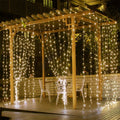 LED Curtain Lights – 300 Warm White LEDs, 9.8 ft, 8 Light Modes
