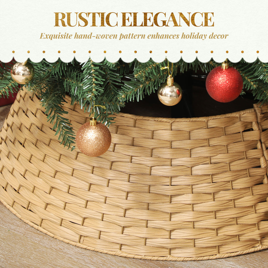 Woven rattan-look Christmas tree collar