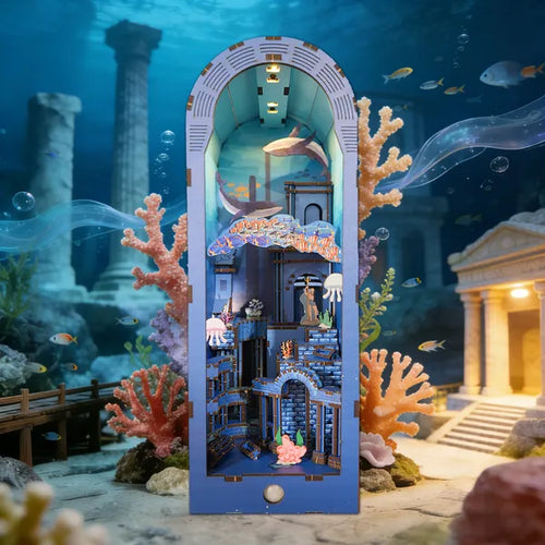 Underwater city book nook on a bookshelf