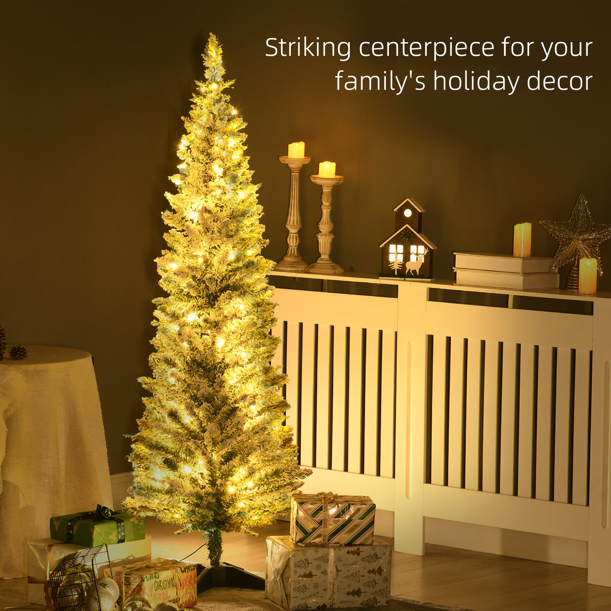 Slim pencil Christmas tree, pre-lit 5 ft