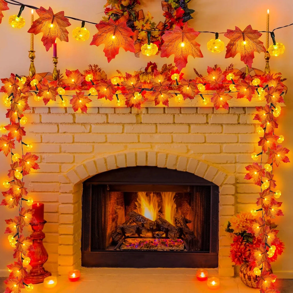 Maple leaf garland lights, 3-pack