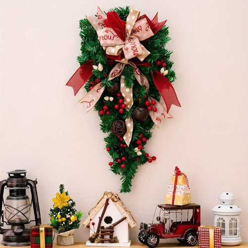 Candy cane Christmas teardrop wreath