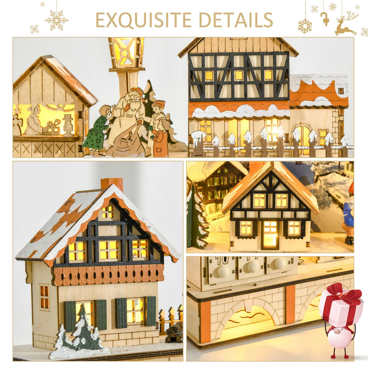 Light-up wooden Christmas village advent calendar