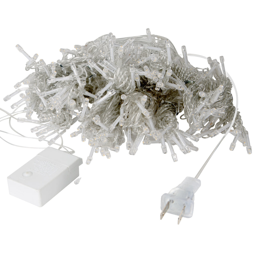 LED Curtain Lights – 300 Warm White LEDs, 9.8 ft, 8 Light Modes