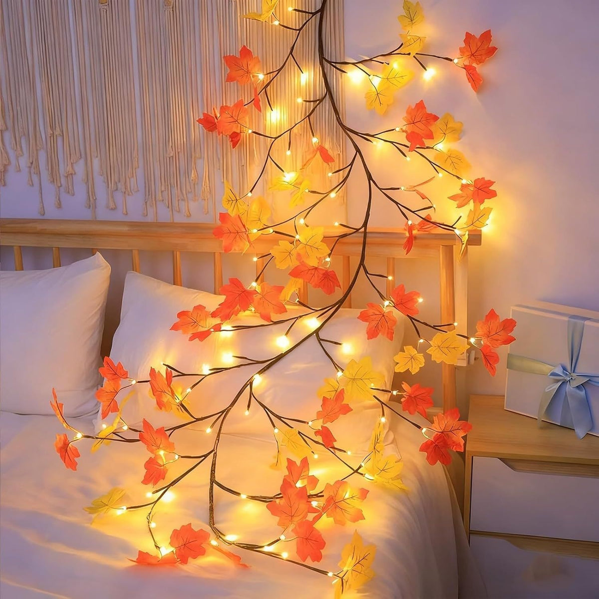 Maple leaf branch lights for fall decor