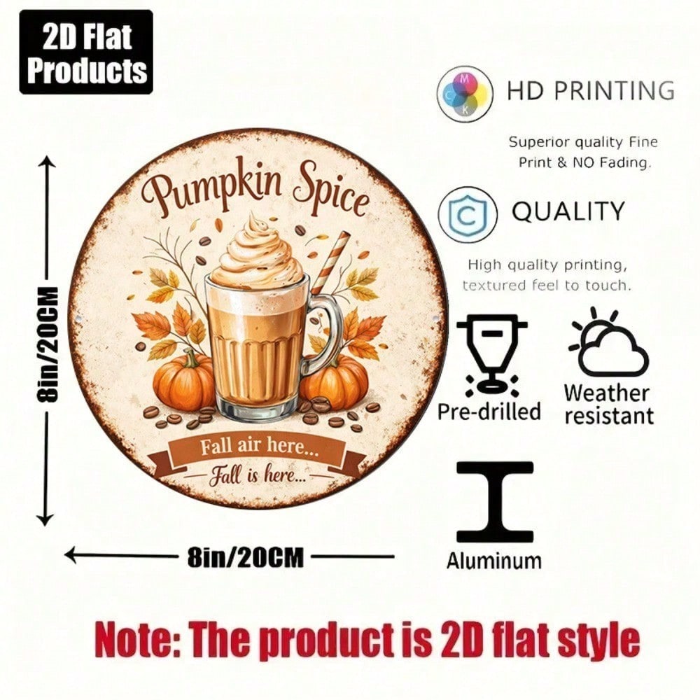 Pumpkin spice vintage round tin sign