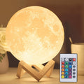 Moon lamp on wooden stand with remote