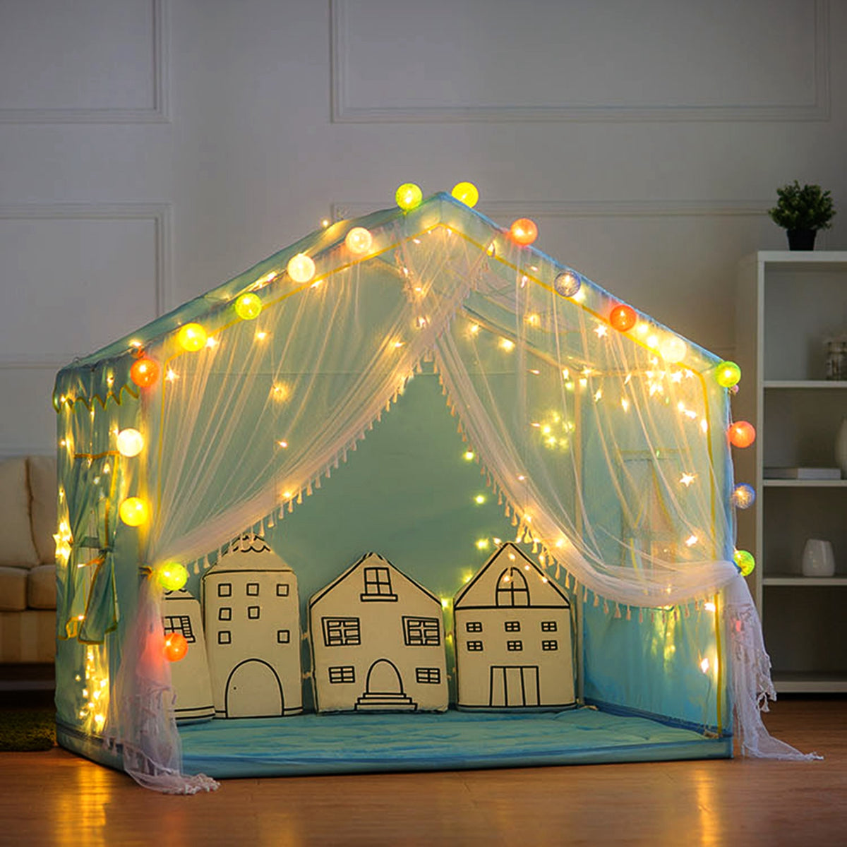 LED Curtain Lights – 300 Warm White LEDs, 9.8 ft, 8 Light Modes
