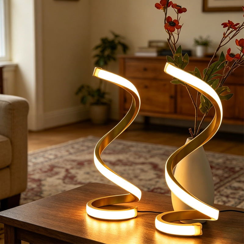 Spiral LED table lamps, set of 2