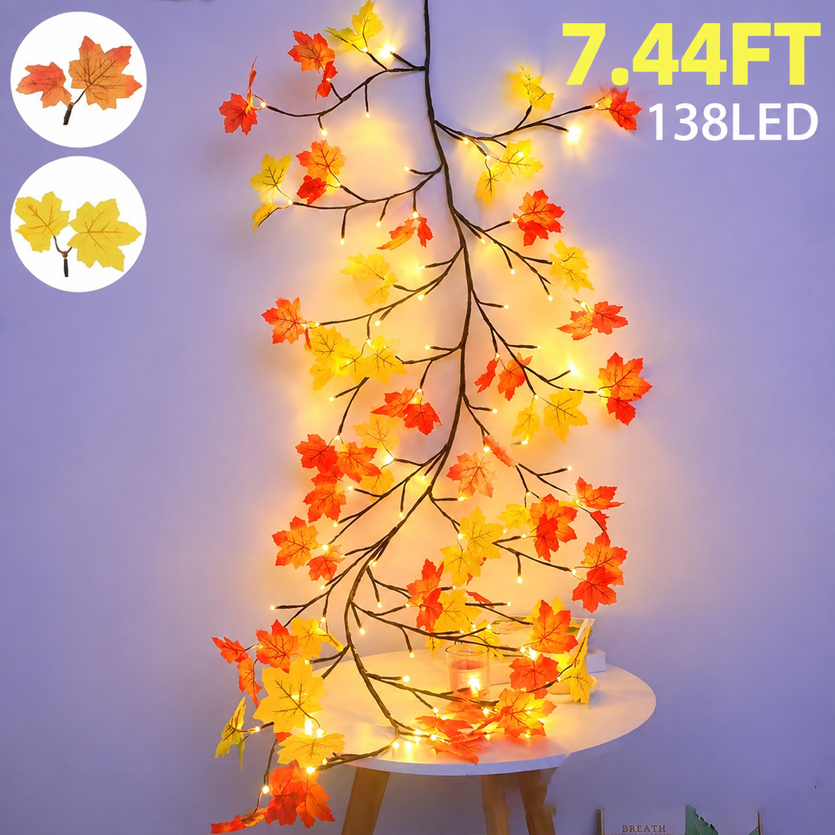 Maple leaf branch lights for fall decor