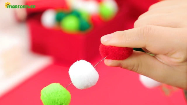 Lighted felt pom pom Christmas garland