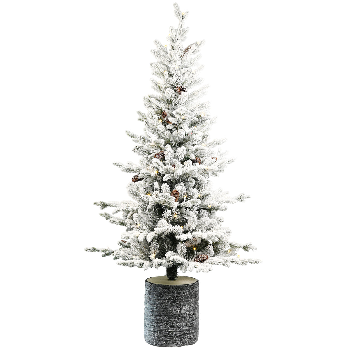 Snow-flocked mini Christmas tree, pre-lit 2 ft