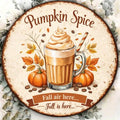 Pumpkin spice vintage round tin sign